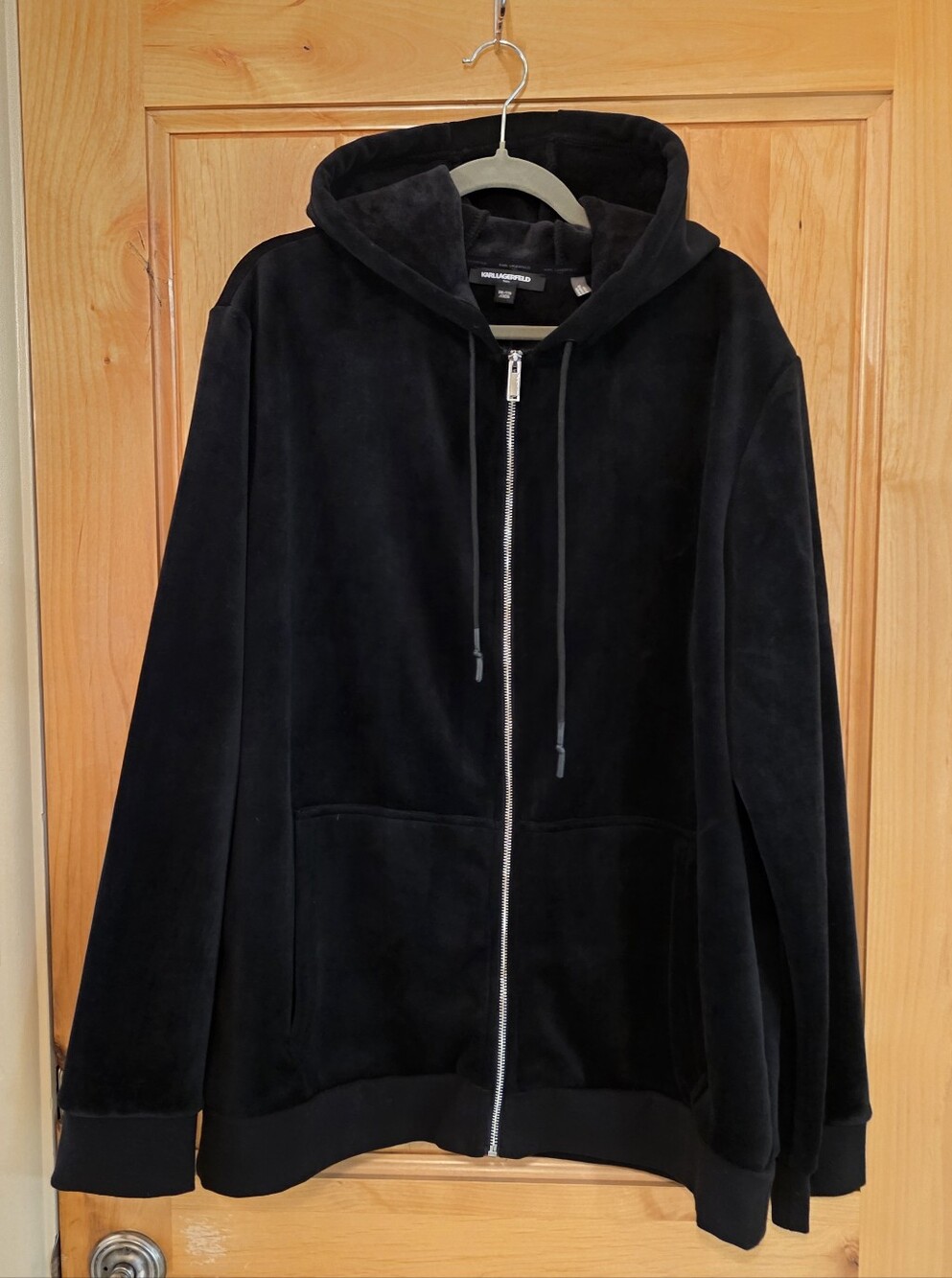 Karl Lagerfield Men's Black Fleece Zip-Up Hoodie Jacket